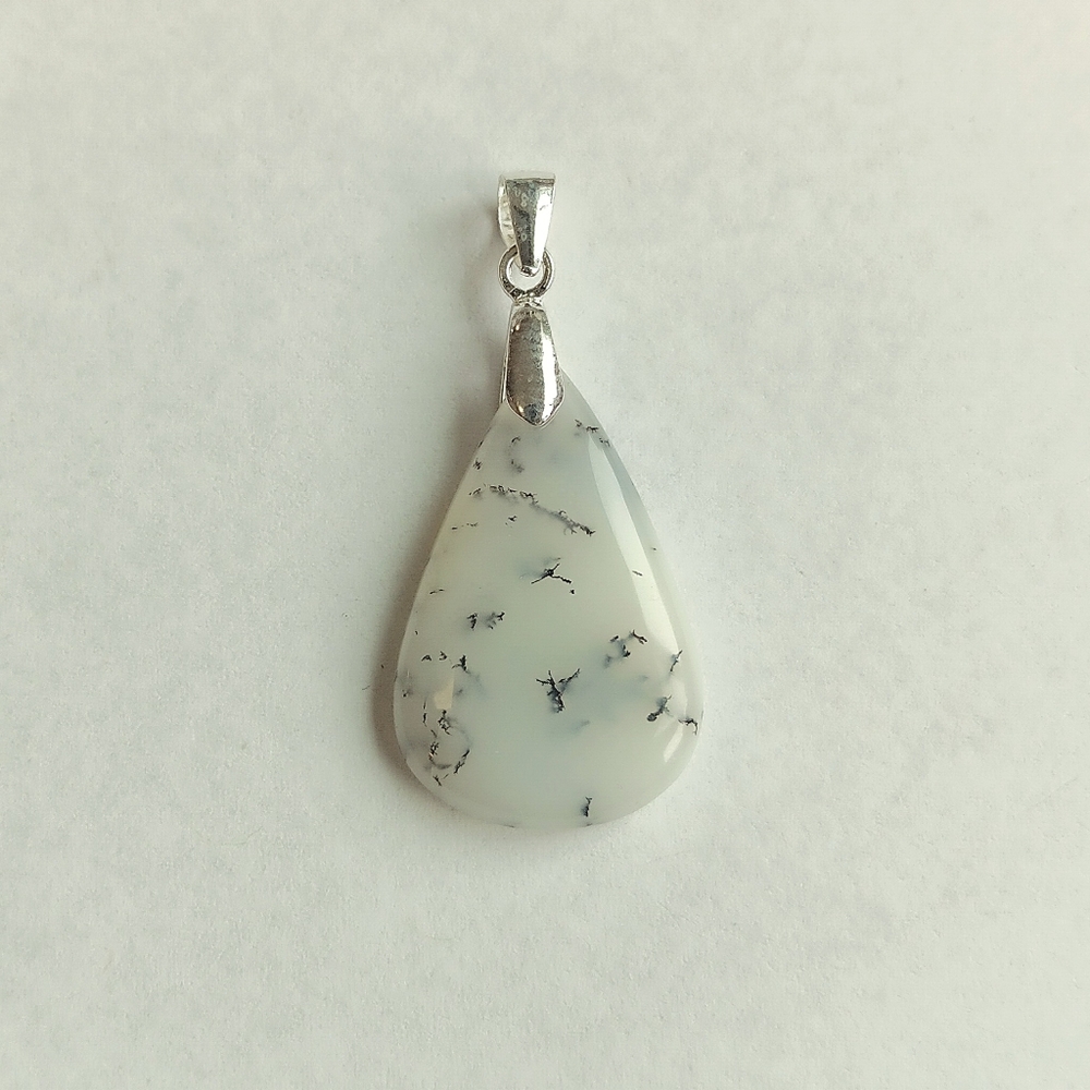 Dendrite Opal Gemstone Pendant with 925 Sterling Silver Findings